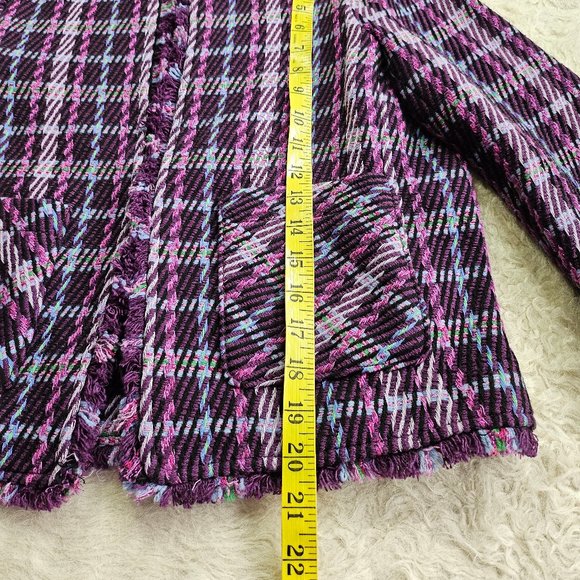 Kate Spade New York Women's Purple Plaid Tweed Blazer Jacket Size 8 - Picture 6 of 8
